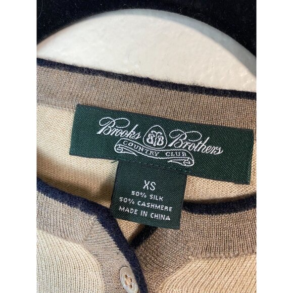 Brooks Brothers cashmere Silk Sweater Size XS Beige Cream Country Clun Knit 3/4 - Picture 3 of 15